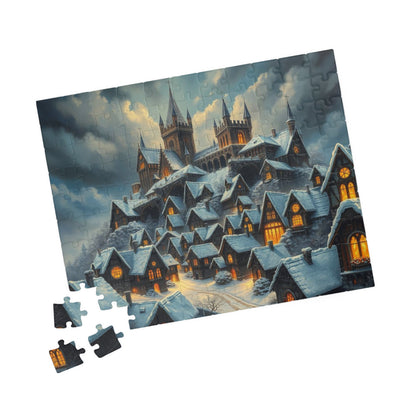 Gothic Hearths Winter Village Jigsaw Puzzle, Gothic Art Print of Enchanting Winter Castle, Puzzle Lover Gift for Dark Fantasy Enthusiasts Puzzle The Puzzle Chest