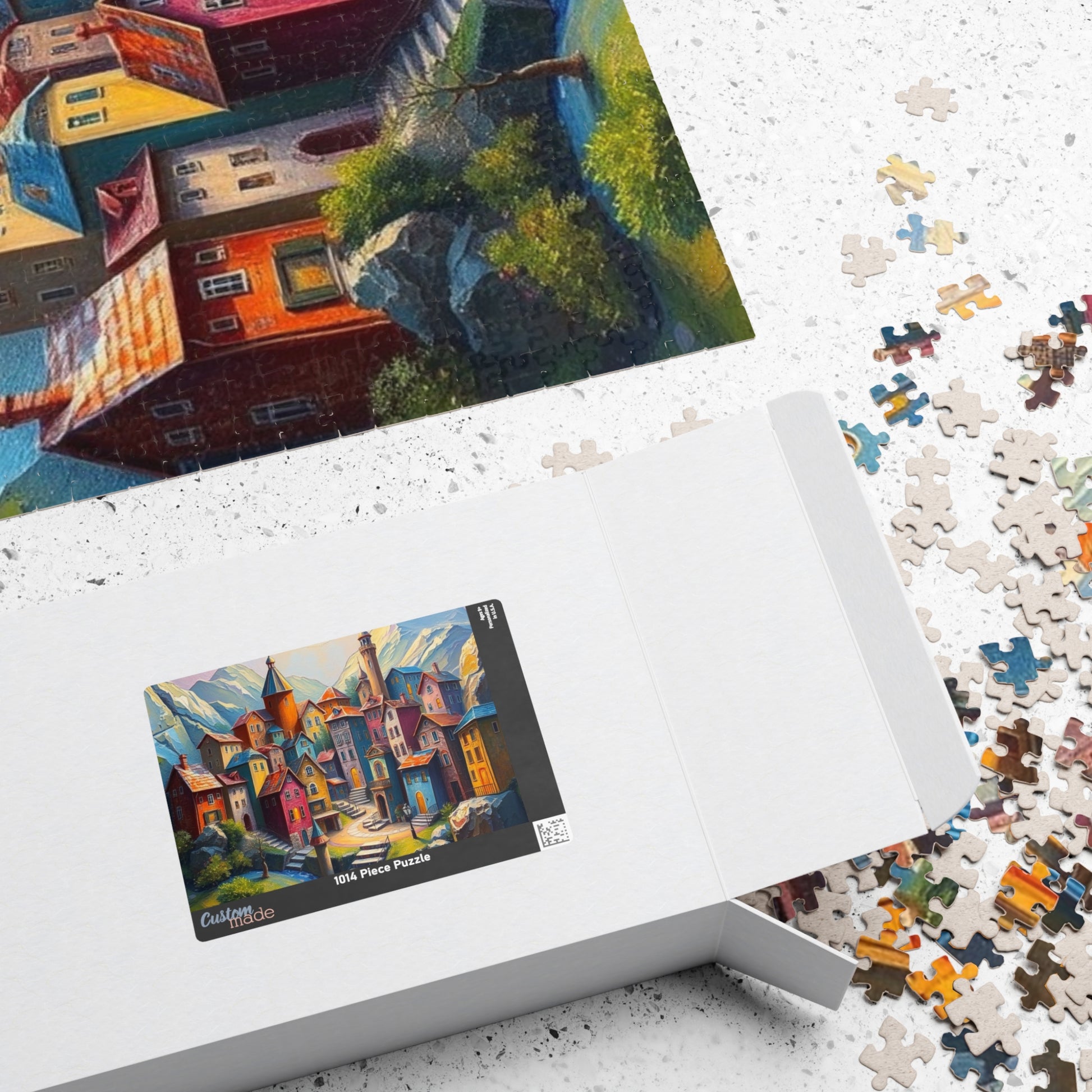 Unique 3D Village Jigsaw Puzzle 110, 252, 520, 1014-piece, Featuring a Colorful Ethereal Town Scene, Mindfulness Gift for Puzzle Enthusiast The Puzzle Chest