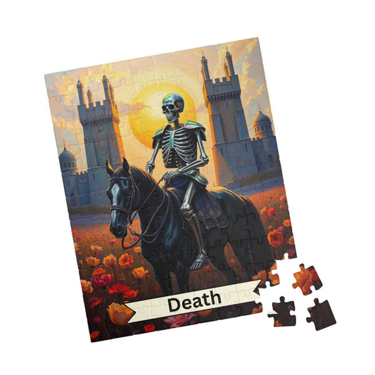 Skeleton Horse Jigsaw Puzzle - Death Tarot Style, Gift for Halloween, Puzzle for Adult, Solo Fun Family Activity, Indoor Quiet Leisure 110 pcs (Vertical) Puzzle The Puzzle Chest