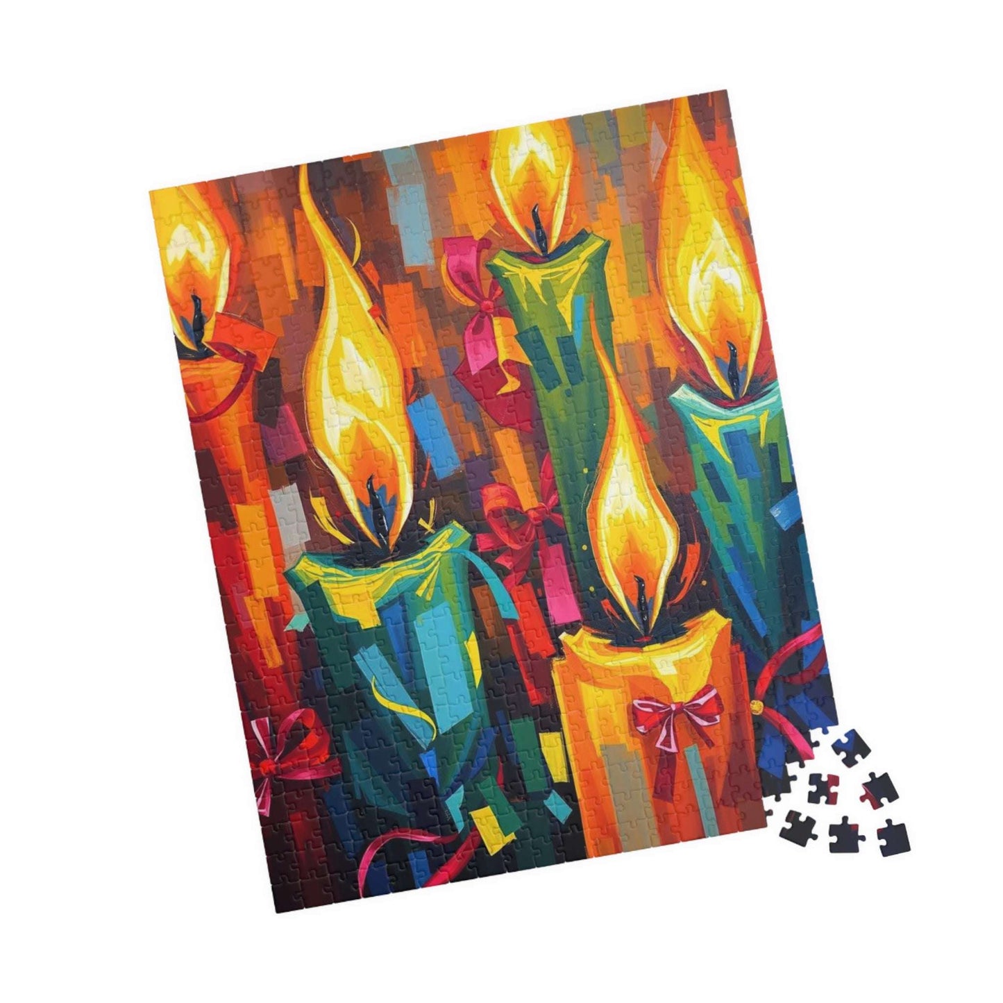 Candlelight Jigsaw Puzzle for Adults - Cozy Abstract Candle Art Christmas Theme