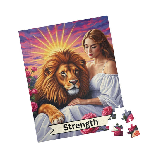 Her Strength Jigsaw Puzzle - Tarot Card Lion Design, Holiday Birthday Gift for Adult Puzzle Lover, Fun Family Game Night, Mindful Activity 110 pcs (Vertical) Puzzle The Puzzle Chest