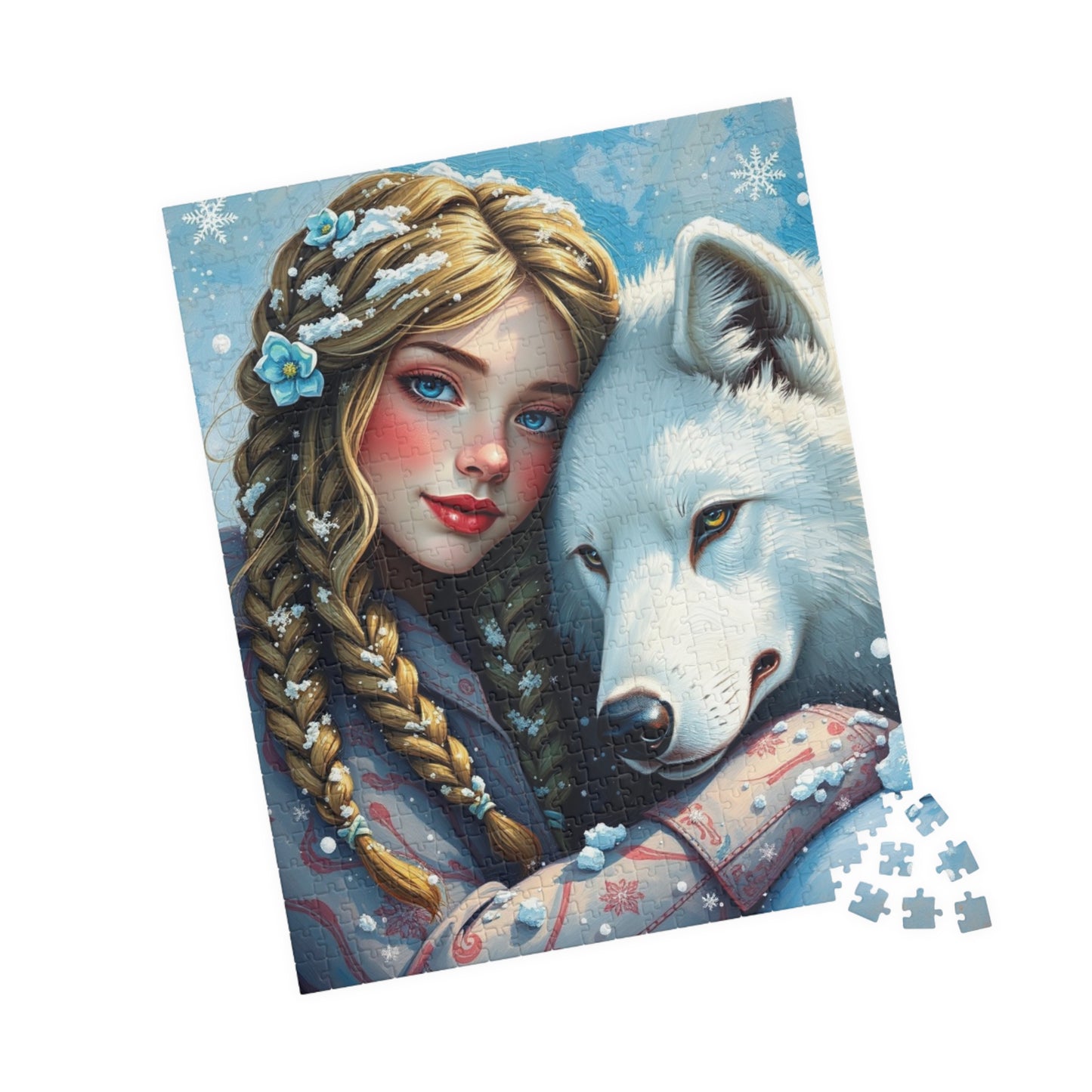 Woman and White Wolf Puzzle Artwork, Winter Theme Animal Lover Gift for Friends Birthday Holiday, Relaxing Activity for Family or Solo Fun, Puzzle The Puzzle Chest