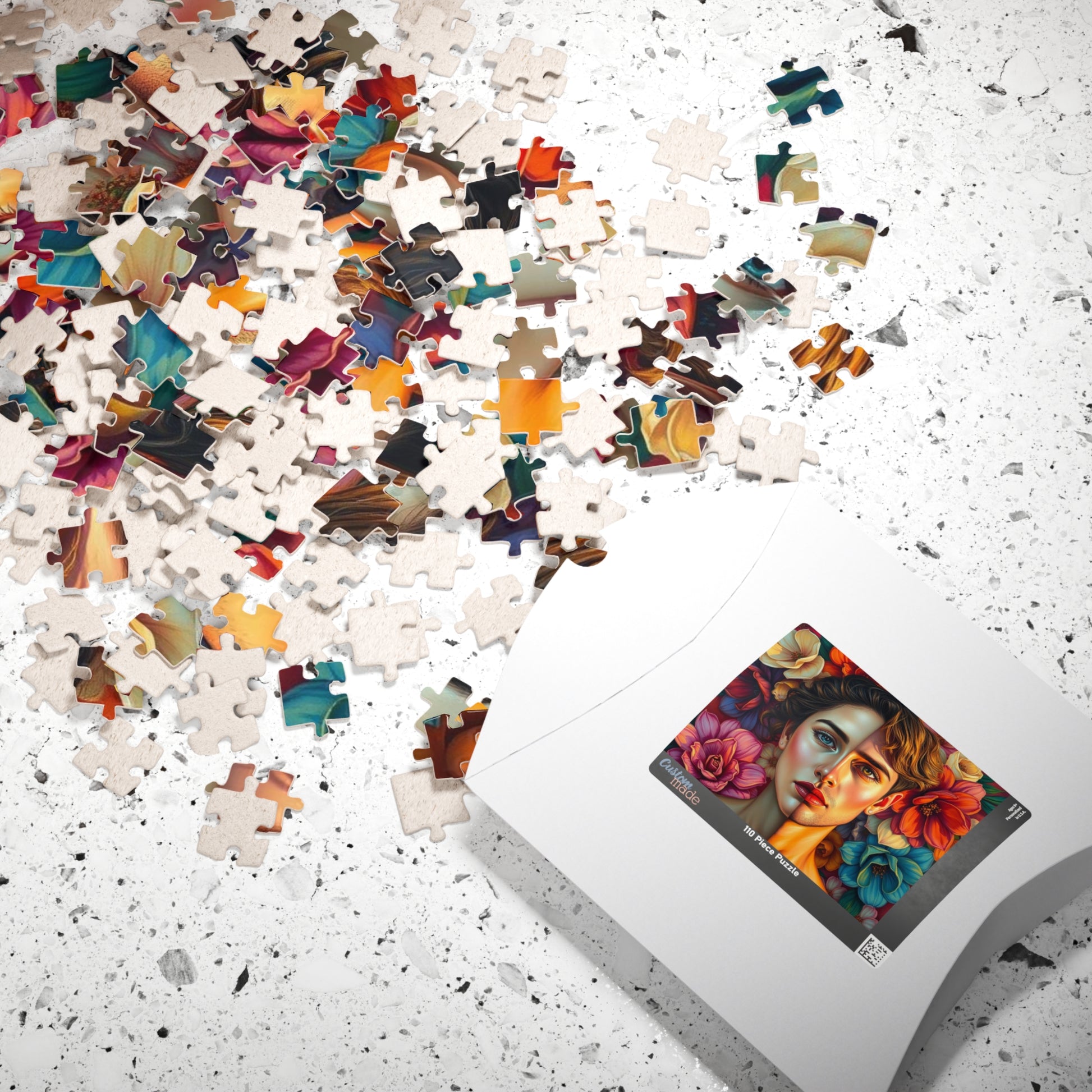 LGBTQ+ Surrealist Self-Portrait Jigsaw Puzzle, Androgynous Subject (Femme/Masc Halves), Gift for Art Lover, Game Night, Pride Month Puzzle The Puzzle Chest