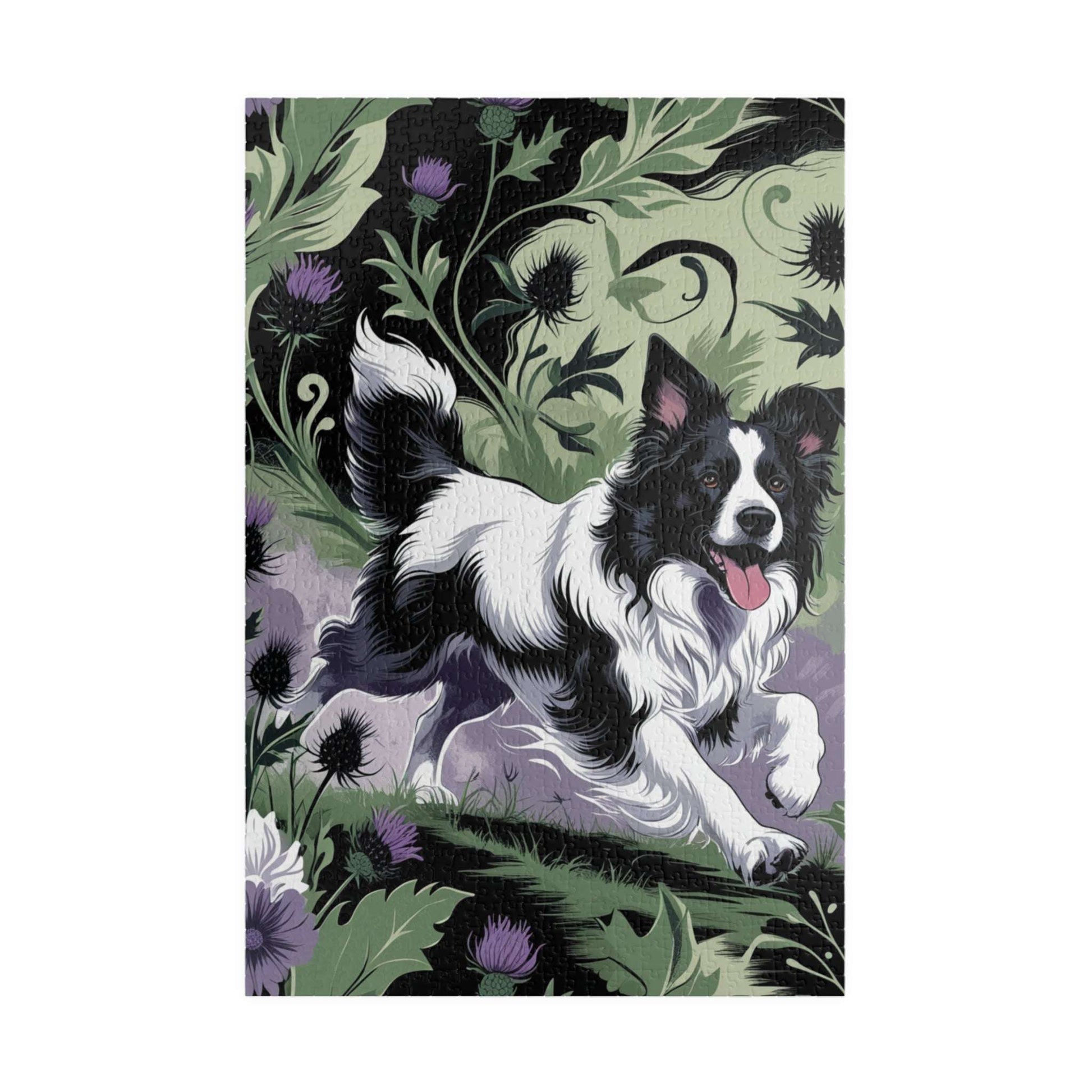Vintage Border Collie Jigsaw Puzzle, 110 252 520 1014-Piece, Brain Teaser, Gift for Dog Lover Puzzle Enthusiast, Quiet Home Entertainment 1014 pcs (Vertical) Puzzle The Puzzle Chest