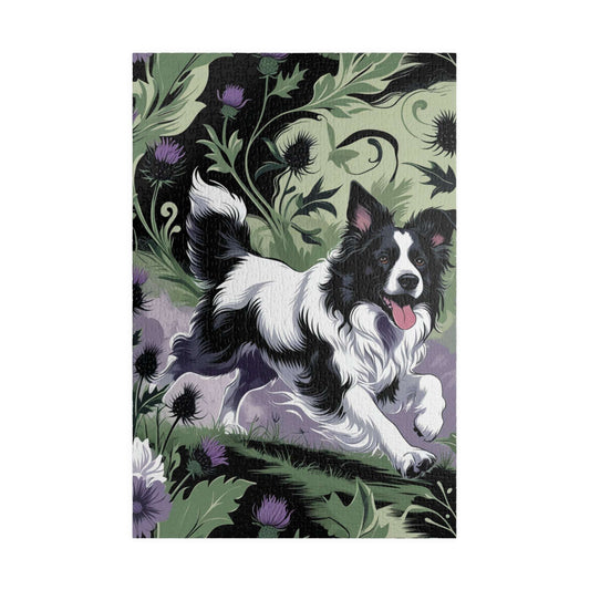 Vintage Border Collie Jigsaw Puzzle, 110 252 520 1014-Piece, Brain Teaser, Gift for Dog Lover Puzzle Enthusiast, Quiet Home Entertainment 1014 pcs (Vertical) Puzzle The Puzzle Chest