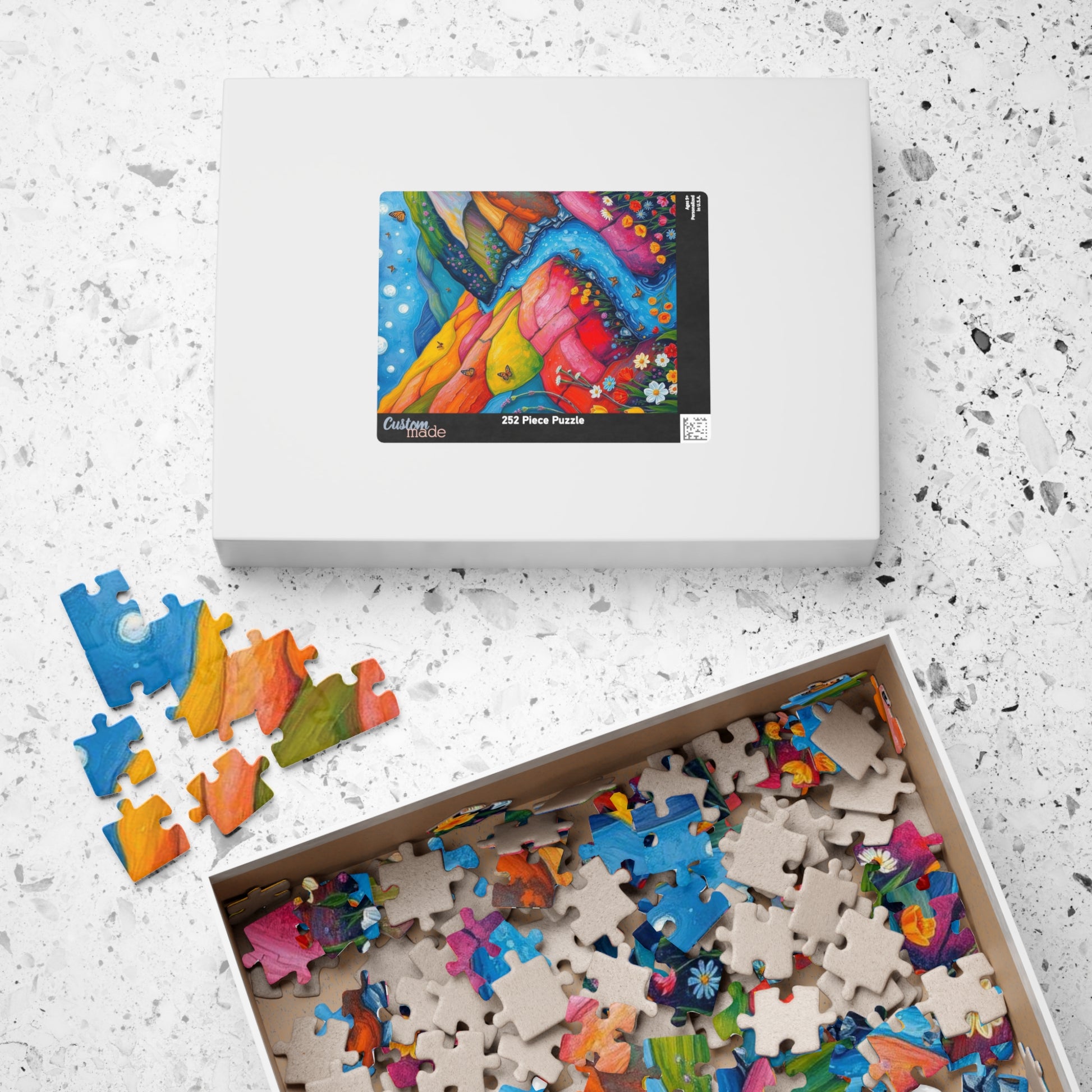 Meadow Stream Melody - River Through Candy Hill Jigsaw Puzzle Collection, Beautiful Nature Puzzle, Colorful Landscape Art, Puzzle Lover Gift, Family Fun, 110/252/520/1014 Puzzle The Puzzle Chest