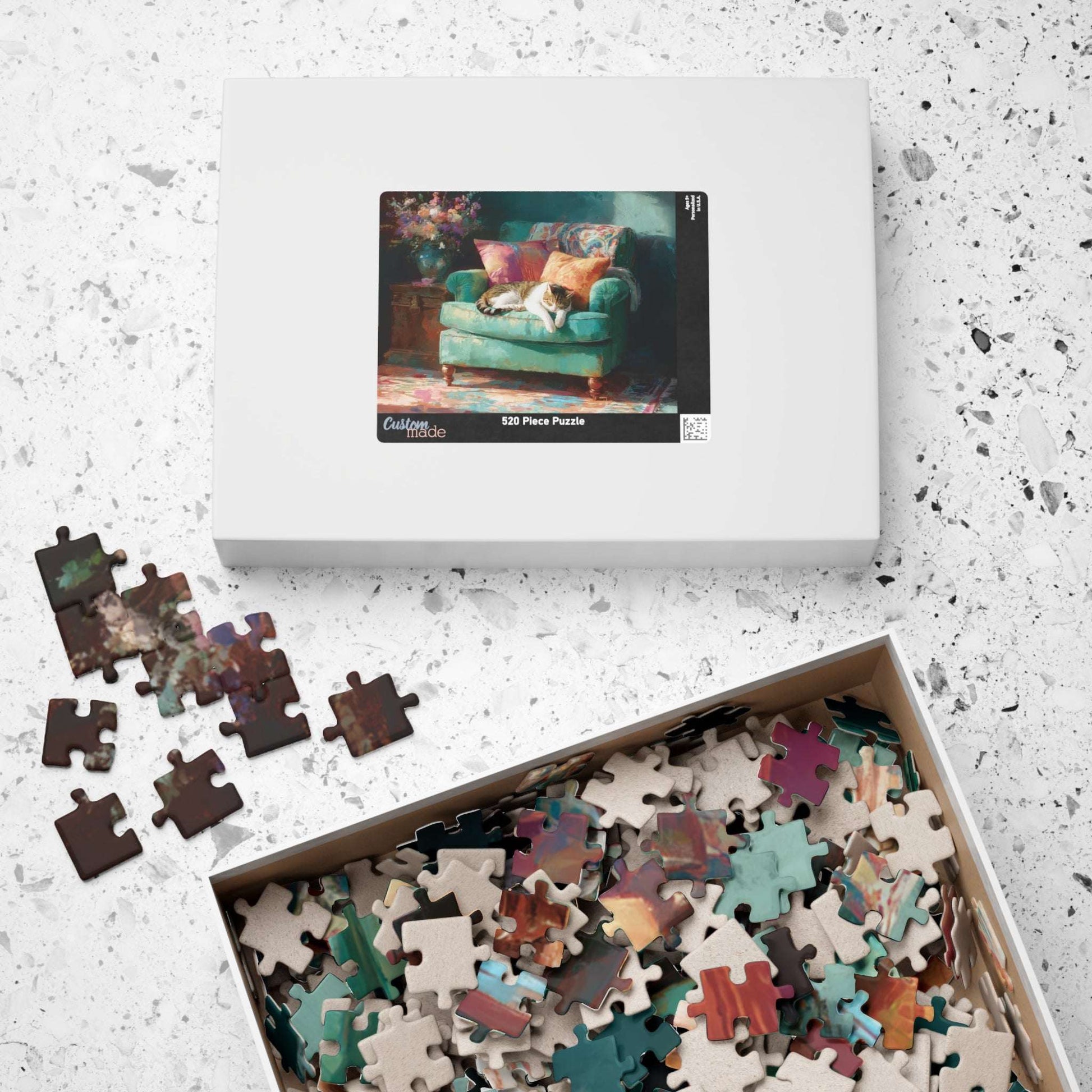 Sleeping Cat on Armchair Jigsaw Puzzle  | Animal Themed Jigsaw Game