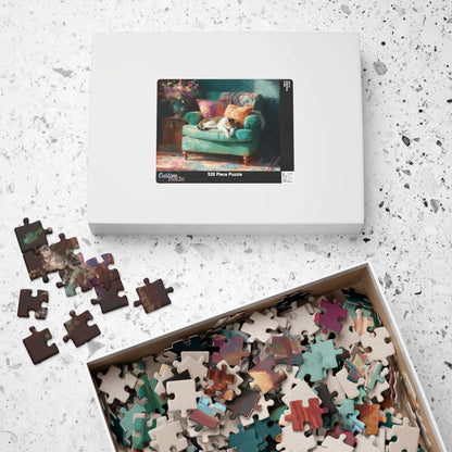 Sleeping Cat on Armchair Jigsaw Puzzle  | Animal Themed Jigsaw Game