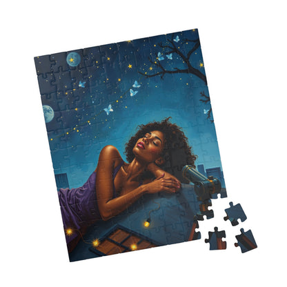 African American Woman Jigsaw Puzzle, Starry Night Scene, Black Art, Black Girl Puzzle, Perfect Gift for Black People, Family or Solo Fun Puzzle The Puzzle Chest