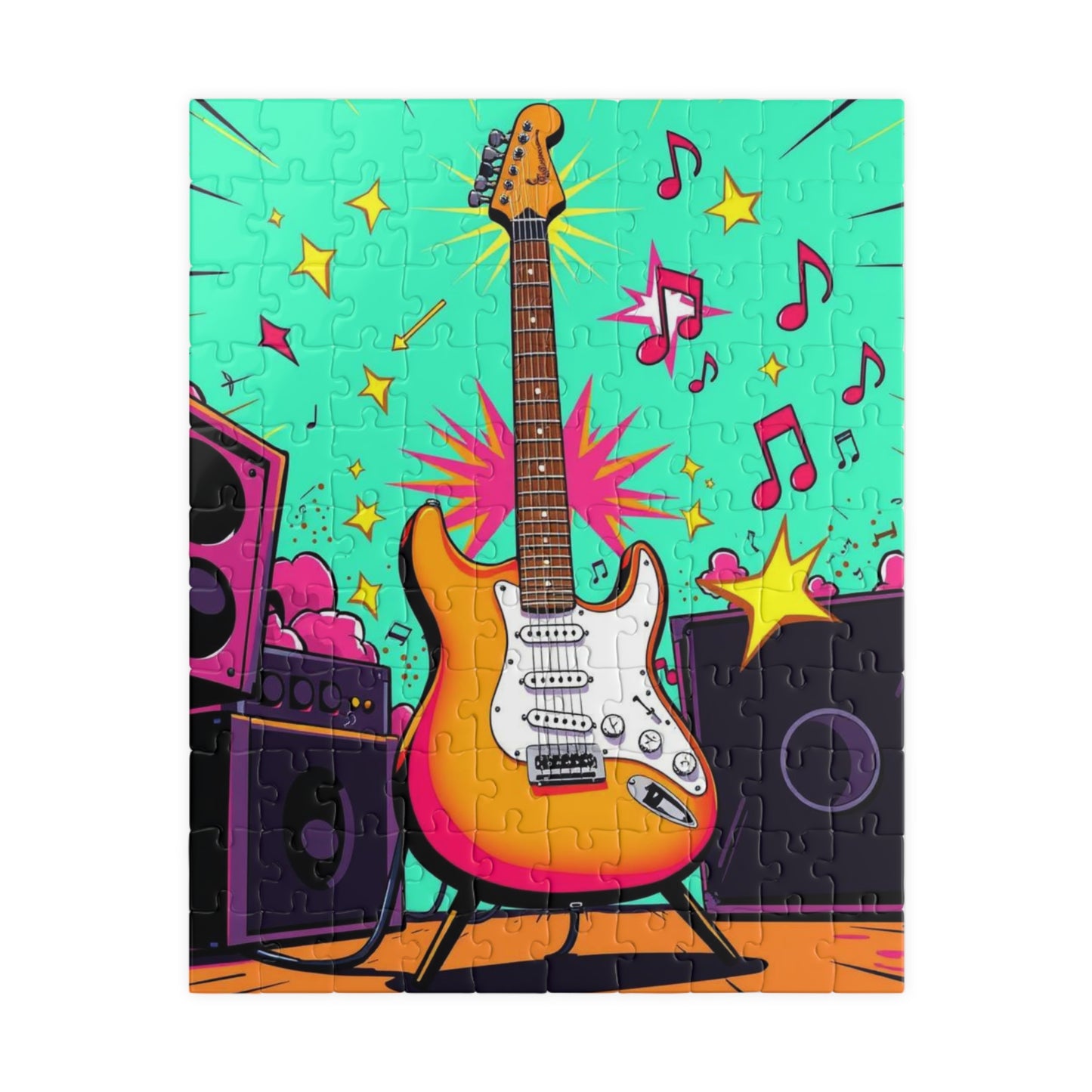 Colorful Guitar Puzzle - Pop Art Jigsaw Puzzle for Adults, Perfect for Music Lover, Game Night, Family Fun, Gifts, Unique Home Entertainment 110 pcs (Vertical) Puzzle The Puzzle Chest