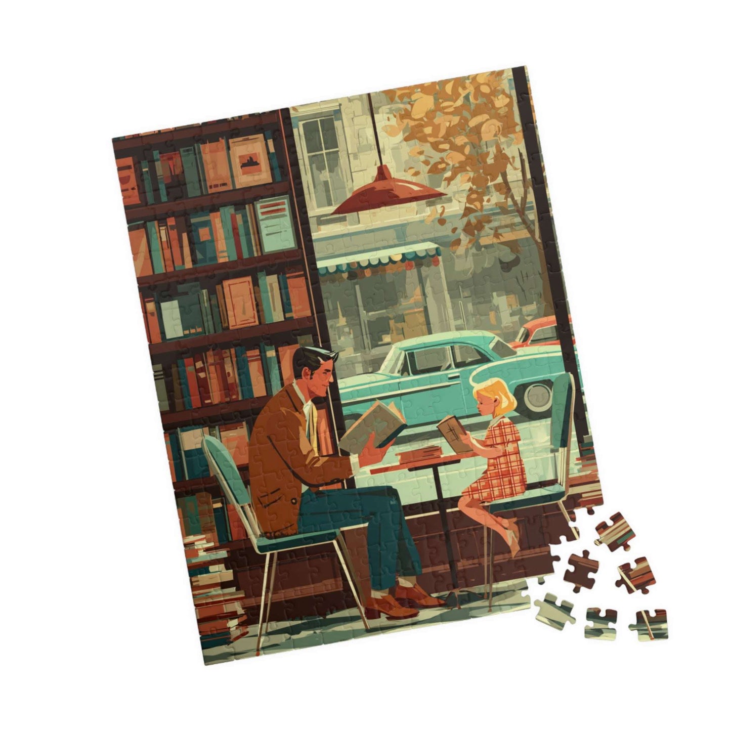 Vintage Book Haven Jigsaw Puzzle - Retro Style Cozy Bookstore, Storybook Cartoon Illustration 252 pcs (Vertical) Puzzle The Puzzle Chest