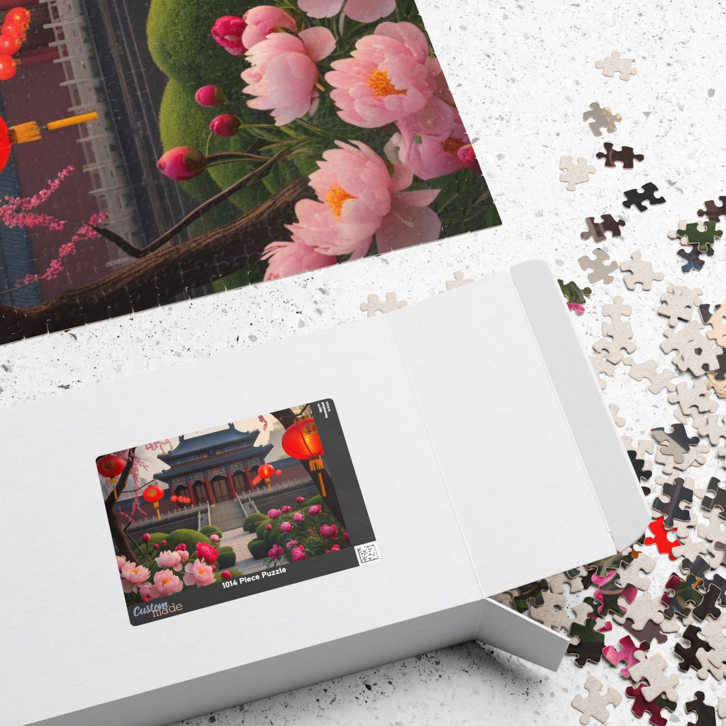 Forbidden City Beijing Jigsaw Puzzle with Peonies and Lanterns, 252 520 1014-Piece Puzzle, Chinese Landmark Gift, Creative Hobby Puzzle The Puzzle Chest