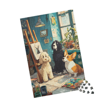 Dog Crew Art Studio Jigsaw Puzzle, Canine Lovers Puzzle, Animal Themed Tabletop Game for Adults and Kids 1014 pcs (Vertical) Puzzle The Puzzle Chest