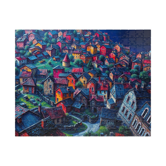 Electric Macro Close-Up Village Puzzle, Vivid Colors 3D Town Challenging, Jigsaw Game (110, 252, 520, 1014-pieces), Gift for Puzzle Fans 252 pcs (Horizontal) The Puzzle Chest
