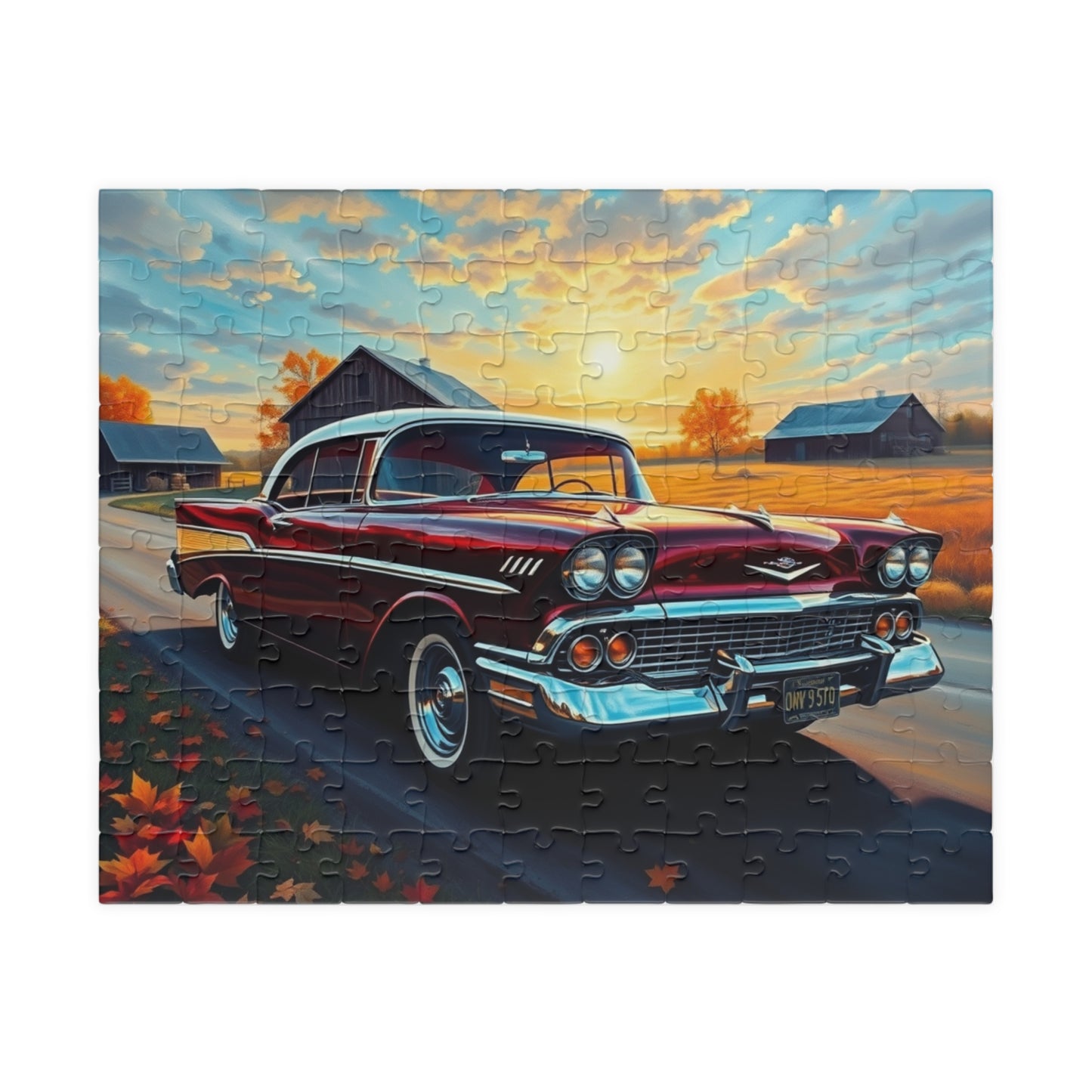 Vintage Car Puzzle - Classic 1957 Bel Air Jigsaw Game, Retro Auto 110 pcs (Horizontal) Puzzle The Puzzle Chest
