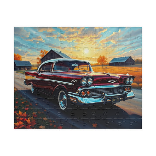 Vintage Car Puzzle, Classic 1957 Chevy Bel Air Jigsaw Game for Retro Auto Lovers, Gift for Enthusiasts, Family Fun, Mindfulness Activity 110 pcs (Horizontal) Puzzle The Puzzle Chest