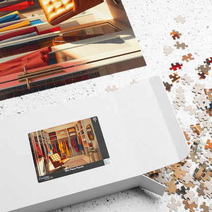 Walk-In Closet Jigsaw Puzzle (110, 252, 520, 1014-piece), Color-coded Clothing, Red Yellow Blue Minimalist Game, Gift for Fashion Lover