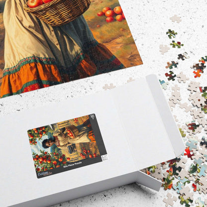 Orchard Stroll Jigsaw Puzzle – Black Woman Collecting Apples, Afrocentric Gift for Holiday Birthday, Family Activity, Brain Teaser Puzzle The Puzzle Chest
