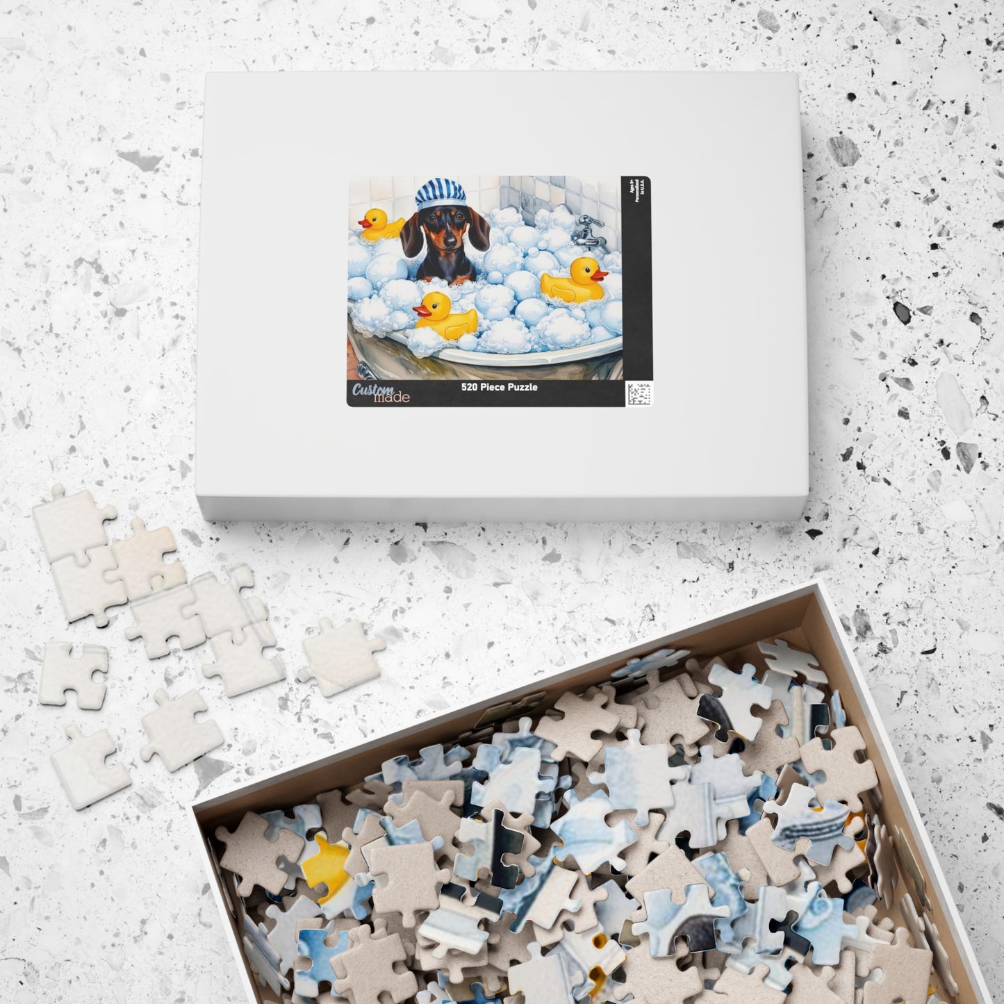Cute Dachshund in Bath Puzzle, Relaxing Family Activity, Fun Gift for Dog Lovers, Perfect for Kids, Stress Relief Game, 110 to 1014-piece