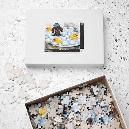 Cute Dachshund in Bath Puzzle, Relaxing Family Activity, Fun Gift for Dog Lovers, Perfect for Kids, Stress Relief Game, 110 to 1014-piece
