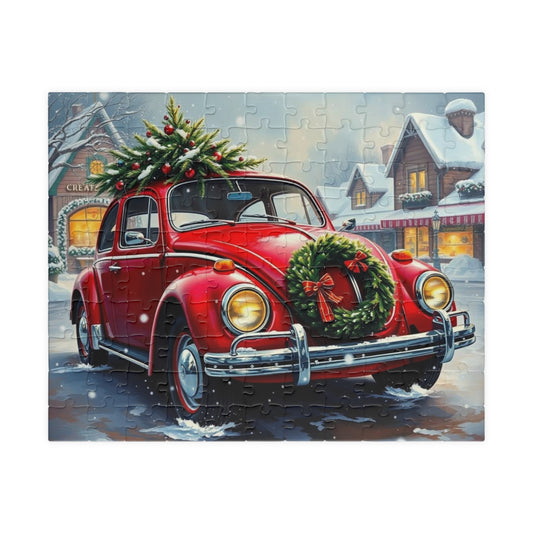 Winter Wonderland Jigsaw Puzzle - Christmas Vintage Car Theme, Retro Auto Holiday Gift for Families, Solo Winter Fun, 110-1014 Piece