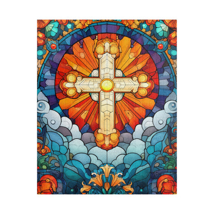 Stained Glass Style Cross Puzzle | Religious Jigsaw Puzzle, 110-1014 Piece Options Puzzle The Puzzle Chest
