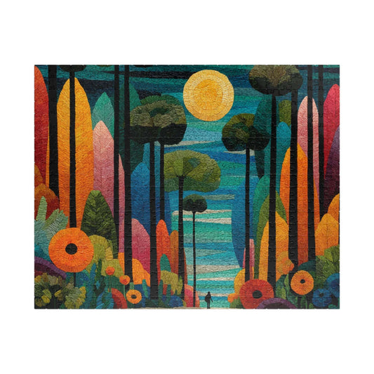 Mosaic Abstract Floral Landscape Jigsaw Puzzle, Nature Theme Holiday Birthday Gift for Friend, Family Activity, Art Decor, Mindfulness Fun Puzzle The Puzzle Chest