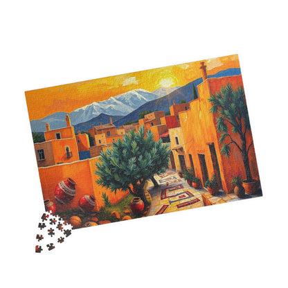 Moroccan Village Sunset Jigsaw Puzzle for Adults, Holiday Birthday Gift for Puzzle Lover, Family Fun, Mindfulness Activity, Art Puzzle The Puzzle Chest