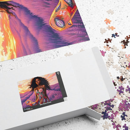 Floral Black Woman Art Puzzle - Lavender Field Jigsaw Game, Gift for Flower Lover, Home Entertainment, Family Fun, Art Enthusiast Puzzle The Puzzle Chest