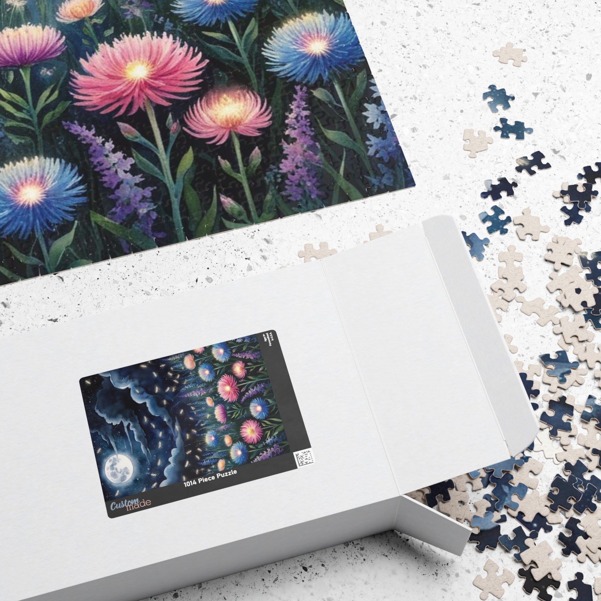 Glowing Wildflowers Jigsaw Puzzle - Starry Night Scene, Moonlit Fireflies, Hobby Fun, Family Game Night, Friend Gift for Puzzle Lover Puzzle The Puzzle Chest