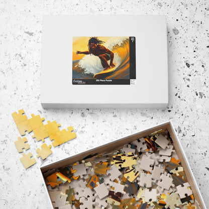 Afrocentric Surfing Puzzle, Relaxing Black Art Jigsaw for Beach Lover, Family Game Night, Perfect Holiday Birthday Gift for Surfer, Mindful