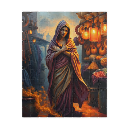 Enchanted Genie Puzzle, Market at Dusk Scene Mythical Jigsaw Game, 110 252 520 1014 Piece, Challenging Fantasy Art, Relaxing Mindful Gift