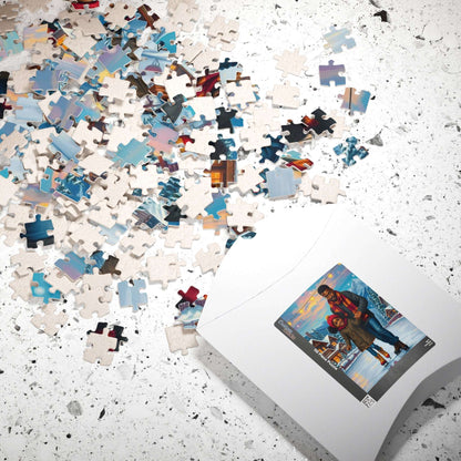 Father and Daughter Ice-skating Trip Jigsaw Puzzle, Afrocentric Artwork, Black Man Art Puzzle The Puzzle Chest