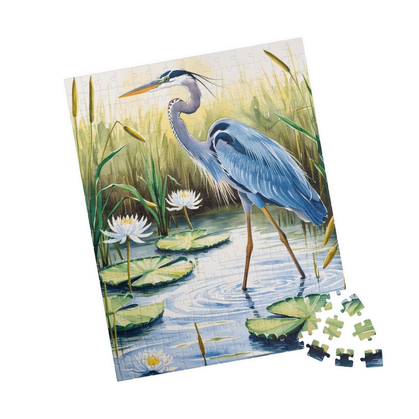 Jigsaw Puzzle, Animal Bird Puzzle, Heron Reflection, Shimmering Evening Light, Relaxing Activity, Mindfulness Game, Family Entertainment Puzzle The Puzzle Chest