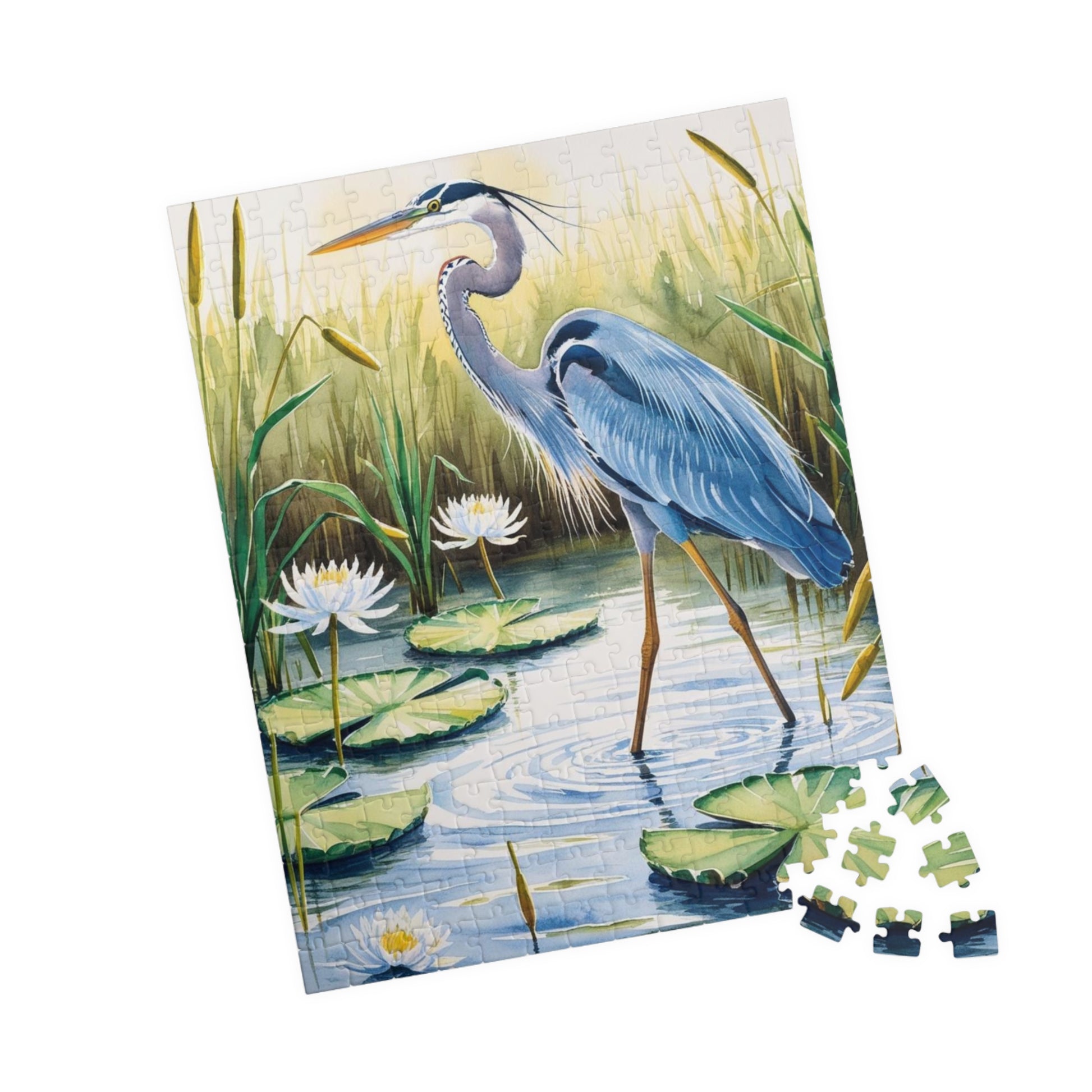 Jigsaw Puzzle, Animal Bird Puzzle, Heron Reflection, Shimmering Evening Light, Relaxing Activity, Mindfulness Game, Family Entertainment Puzzle The Puzzle Chest