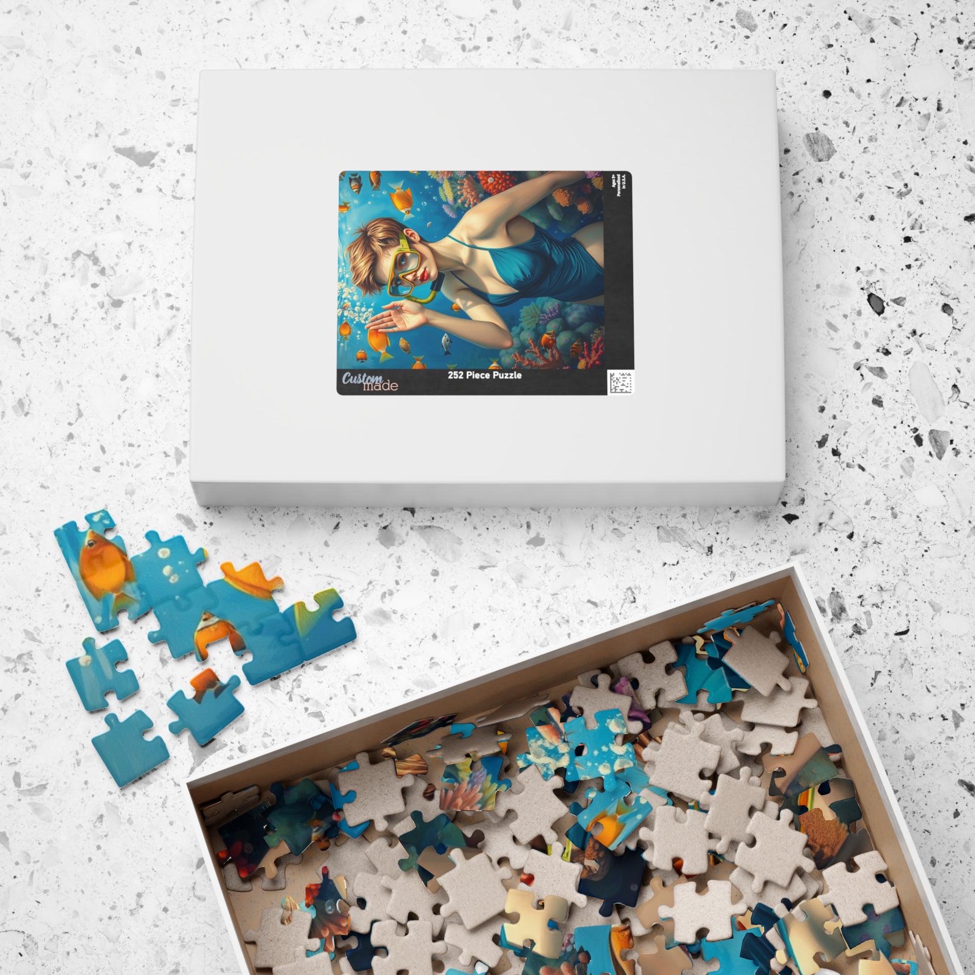 Jigsaw Puzzle (110, 252, 520, 1014-piece) - Fair-Skinned Woman Snorkeling in Vibrant Coral Reef, Ocean Lovers Gift, Relaxing Mindfulness Puzzle The Puzzle Chest