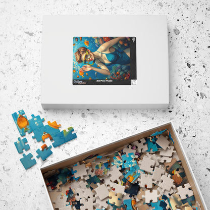 Jigsaw Puzzle (110, 252, 520, 1014-piece) - Fair-Skinned Woman Snorkeling in Vibrant Coral Reef, Ocean Lovers Gift, Relaxing Mindfulness Puzzle The Puzzle Chest