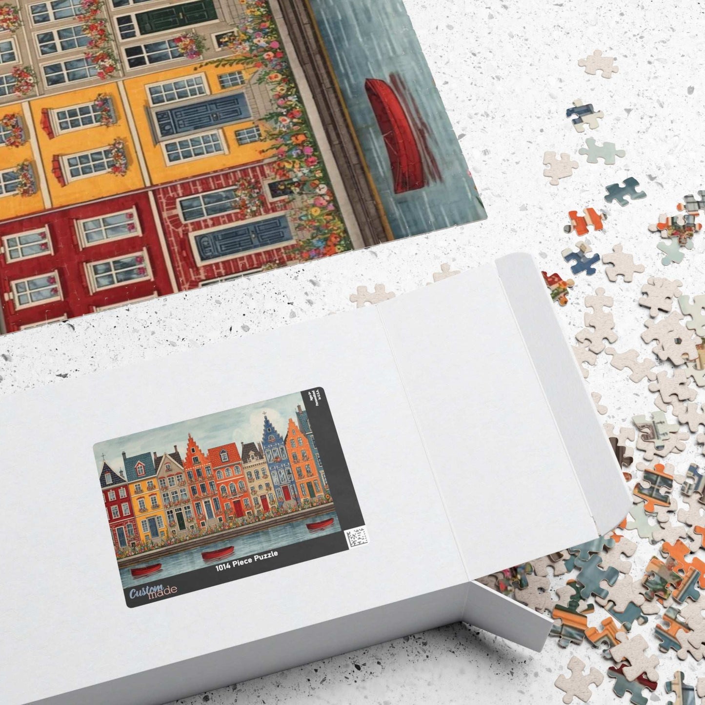 Canal Village Jigsaw Puzzle - Spring Town River Daytime Scene Puzzle The Puzzle Chest