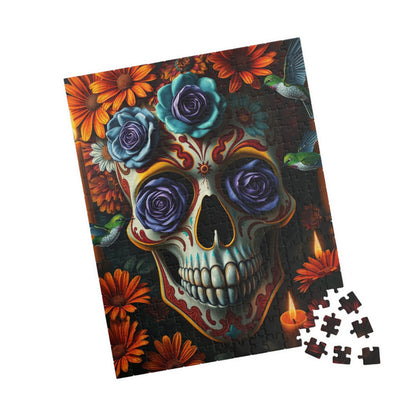 Colorful Skull Puzzle | Day of the Dead Jigsaw Game for Adults, Gift for Puzzle and Gothic Art Lovers, Mental Exercise, Fun Solo Activity Puzzle The Puzzle Chest