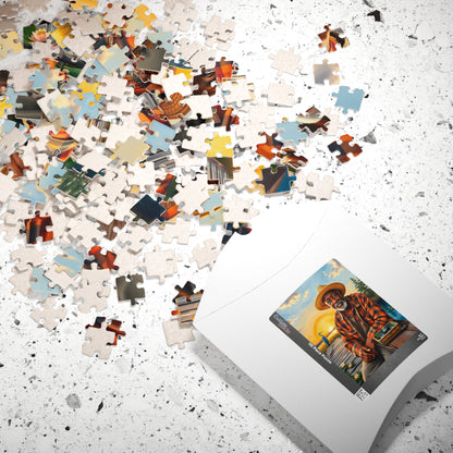 Fishing Themed Afrocentric Jigsaw Puzzle, African American Male at River, Family Bonding Activity, Nature Lovers Fathers Day Unique Gift Puzzle The Puzzle Chest