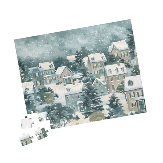 Snowy Village Winter Scene Jigsaw Puzzle
