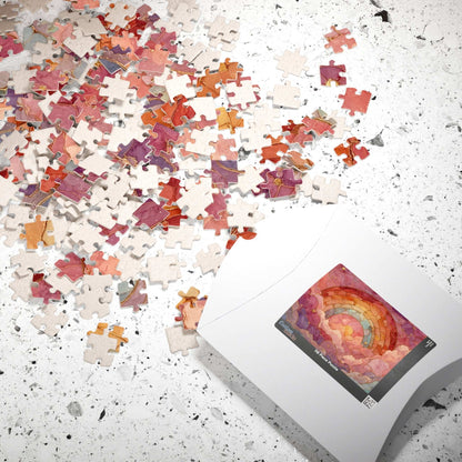 Abstract Rainbow Cloud Jigsaw Puzzle - Stained Glass Style, Pastel Colors Puzzle The Puzzle Chest