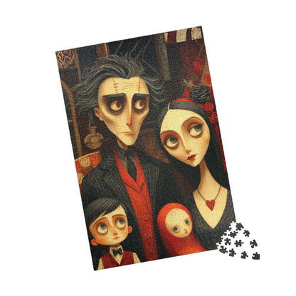 Macabre Victorian Family Puzzle - Gothic Portrait Jigsaw, Dark Fantasy Aesthetic and Pale Characters, Hauntingly Elegant Family 1014 pcs (Vertical) Puzzle The Puzzle Chest