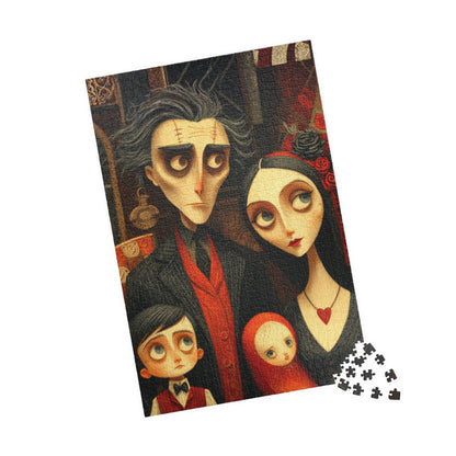 Macabre Victorian Family Puzzle - Gothic Portrait Jigsaw, Dark Fantasy Aesthetic and Pale Characters, Hauntingly Elegant Family 1014 pcs (Vertical) Puzzle The Puzzle Chest