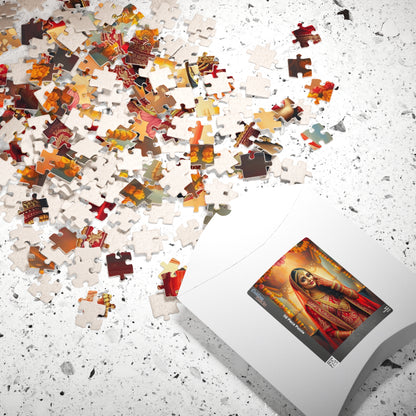 Puzzle, Indian Bride in Red and Gold Lehenga, Henna and Gold Jewelry, 520-Piece Jigsaw, Meditation, Relaxation, Mindfulness, Indian Wedding Puzzle The Puzzle Chest