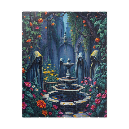 Haunting Gothic Garden Puzzle (110, 252, 520, 1014-piece), Bioluminescent Flowers Stone Statues, Mysterious Tabletop Jigsaw Game, Giftable 110 pcs (Vertical) Puzzle The Puzzle Chest