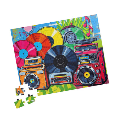 Retro Music Puzzle - Nostalgic Vinyls and Boomboxes Pop Art Jigsaw Game - Fun Family Activity, Gift for Music Lovers, Game Night Puzzle The Puzzle Chest
