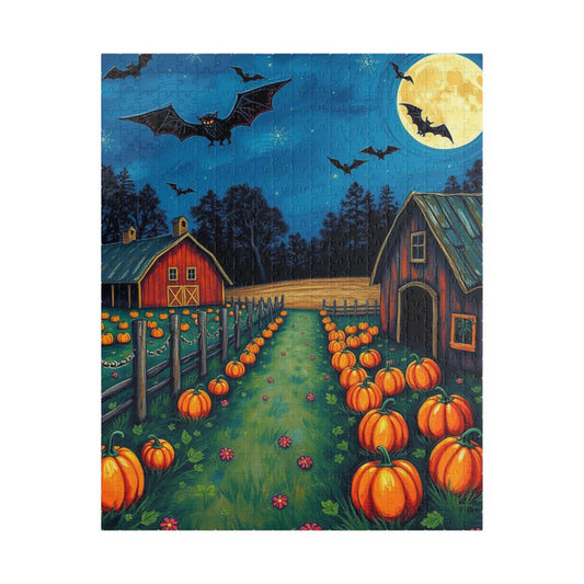 Haunted Pumpkin Patch Festive Halloween Jigsaw Puzzle, Ideal for Family Fun, Autumn Nights, Gift for Puzzle Lover, Cozy Home Activity