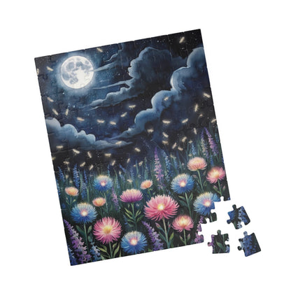 Glowing Wildflowers Jigsaw Puzzle - Starry Night Scene, Moonlit Fireflies, Hobby Fun, Family Game Night, Friend Gift for Puzzle Lover Puzzle The Puzzle Chest