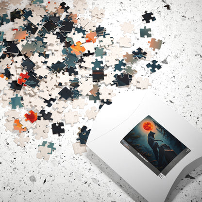 Moonlit Wolf Puzzle - Jigsaw Game for Nature and Animal Lovers, Creative Gift Idea for Friends, Cozy Night In, Family Activity Brain Teaser